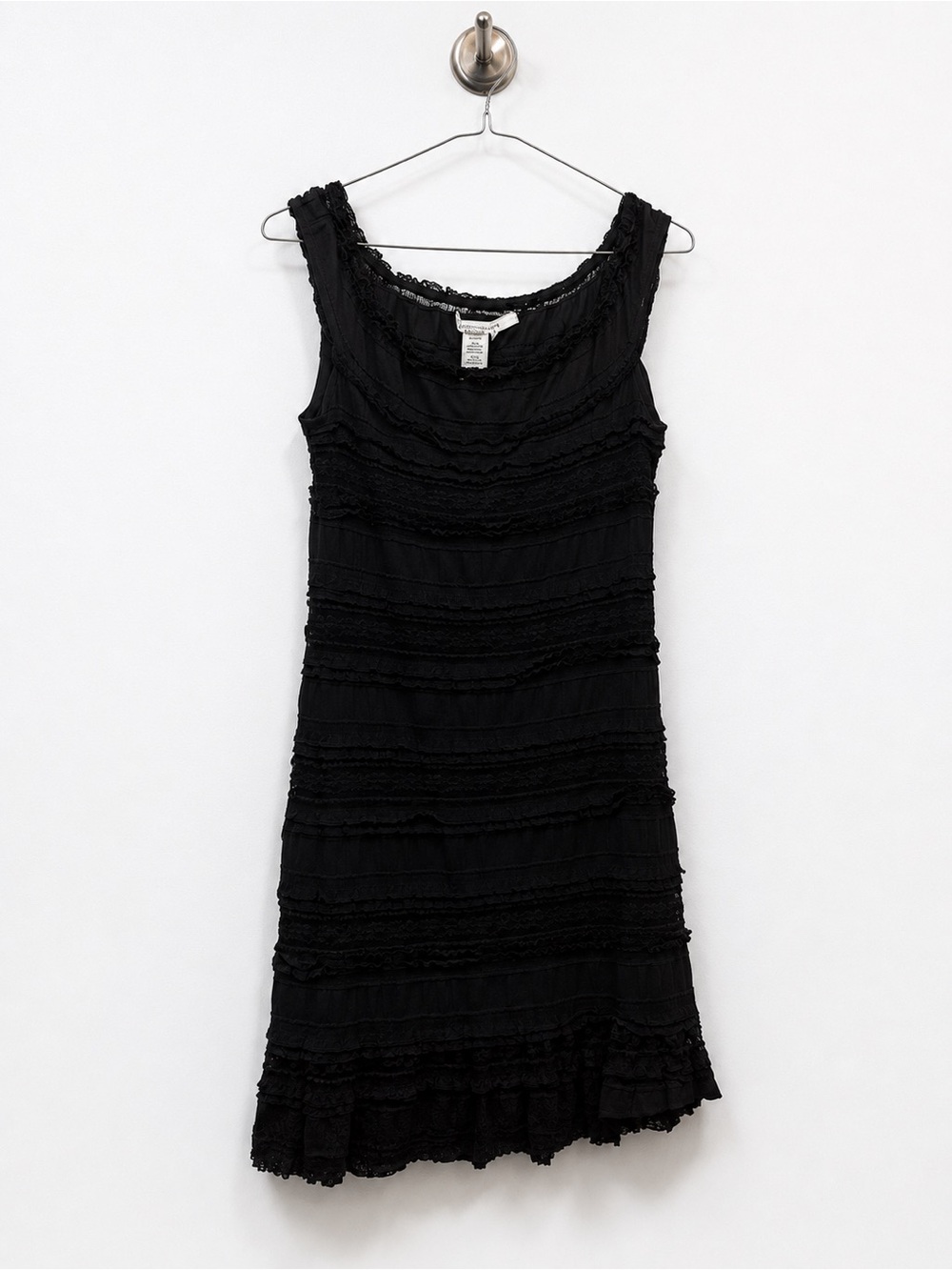 Black Sleeveless Ruffle Detail Dress - Women medium